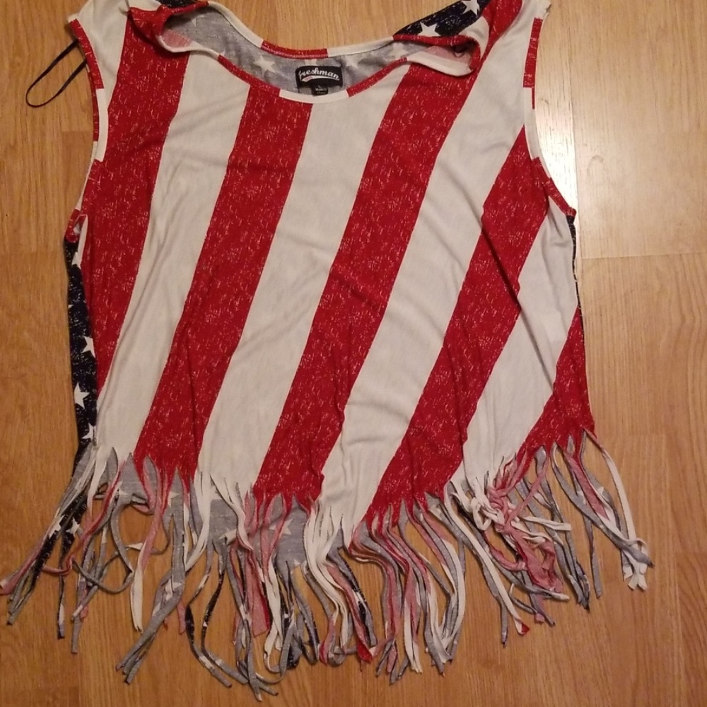 American flag crop tank top